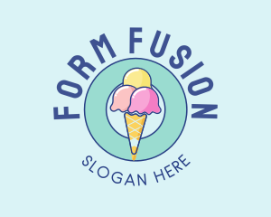 Cute Ice Cream Cone logo design