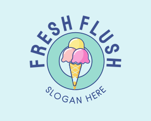 Cute Ice Cream Cone logo design