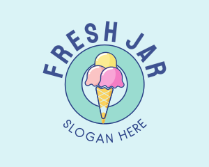 Cute Ice Cream Cone logo design