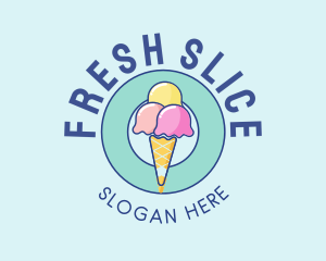 Cute Ice Cream Cone logo design