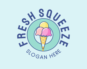 Cute Ice Cream Cone logo design