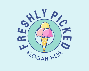 Cute Ice Cream Cone logo design