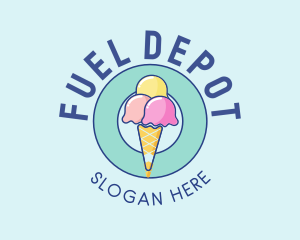 Cute Ice Cream Cone logo design