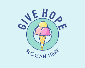 Cute Ice Cream Cone logo design