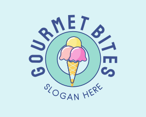 Cute Ice Cream Cone logo design