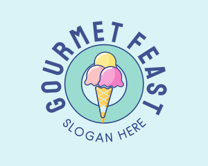 Cute Ice Cream Cone logo design