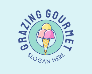 Cute Ice Cream Cone logo design