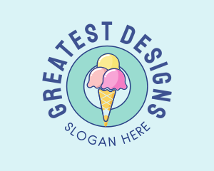 Cute Ice Cream Cone logo design