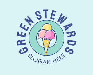 Cute Ice Cream Cone logo design