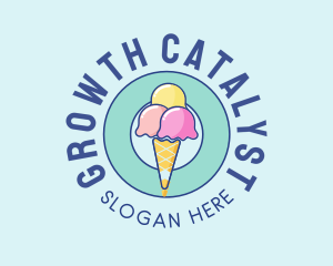 Cute Ice Cream Cone logo design