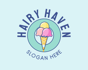 Cute Ice Cream Cone logo design