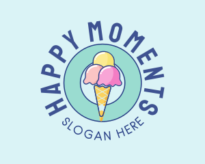 Cute Ice Cream Cone logo design