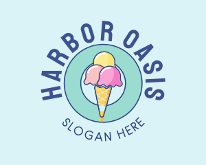 Cute Ice Cream Cone logo design