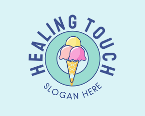 Cute Ice Cream Cone logo design