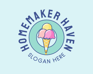 Cute Ice Cream Cone logo design