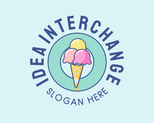 Cute Ice Cream Cone logo design