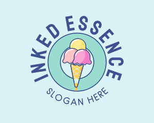 Cute Ice Cream Cone logo design