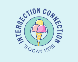 Cute Ice Cream Cone logo design