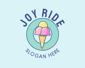 Cute Ice Cream Cone logo design