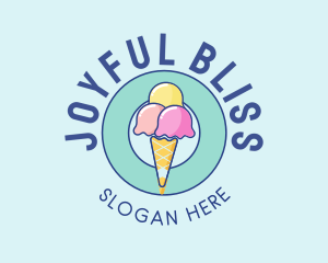 Cute Ice Cream Cone logo design