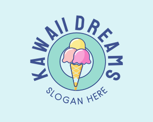 Cute Ice Cream Cone logo design