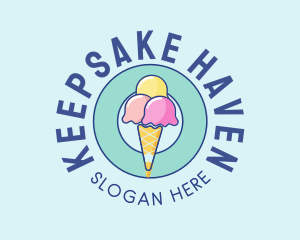 Cute Ice Cream Cone logo design