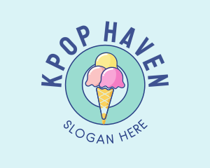 Cute Ice Cream Cone logo design