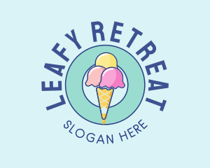 Cute Ice Cream Cone logo design