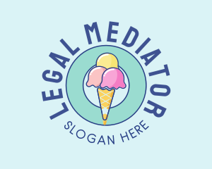 Cute Ice Cream Cone logo design