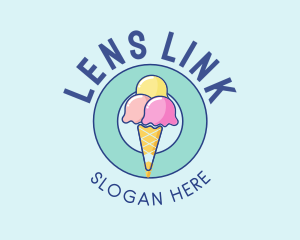 Cute Ice Cream Cone logo design