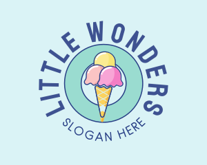 Cute Ice Cream Cone logo design