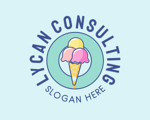 Cute Ice Cream Cone logo design