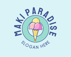 Cute Ice Cream Cone logo design