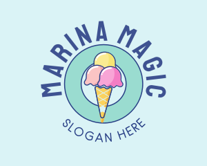 Cute Ice Cream Cone logo design