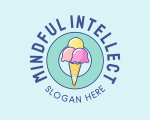 Cute Ice Cream Cone logo design