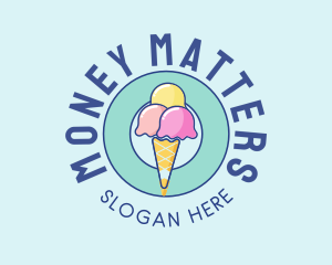 Cute Ice Cream Cone logo design