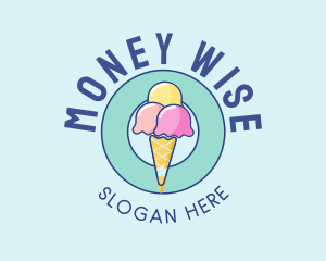 Cute Ice Cream Cone logo design