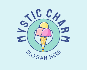 Cute Ice Cream Cone logo design