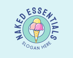 Cute Ice Cream Cone logo design