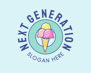 Cute Ice Cream Cone logo design