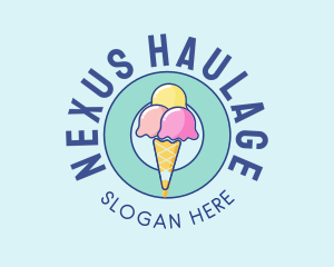 Cute Ice Cream Cone logo design