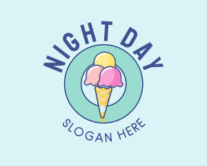 Cute Ice Cream Cone logo design