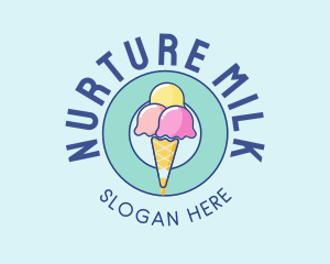 Cute Ice Cream Cone logo design