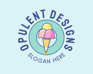 Cute Ice Cream Cone logo design