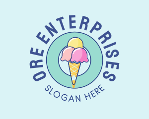 Cute Ice Cream Cone logo design