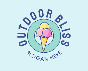 Cute Ice Cream Cone logo design