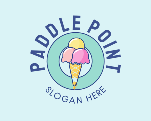 Cute Ice Cream Cone logo design