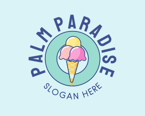 Cute Ice Cream Cone logo design