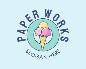 Cute Ice Cream Cone logo design