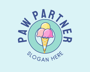 Cute Ice Cream Cone logo design